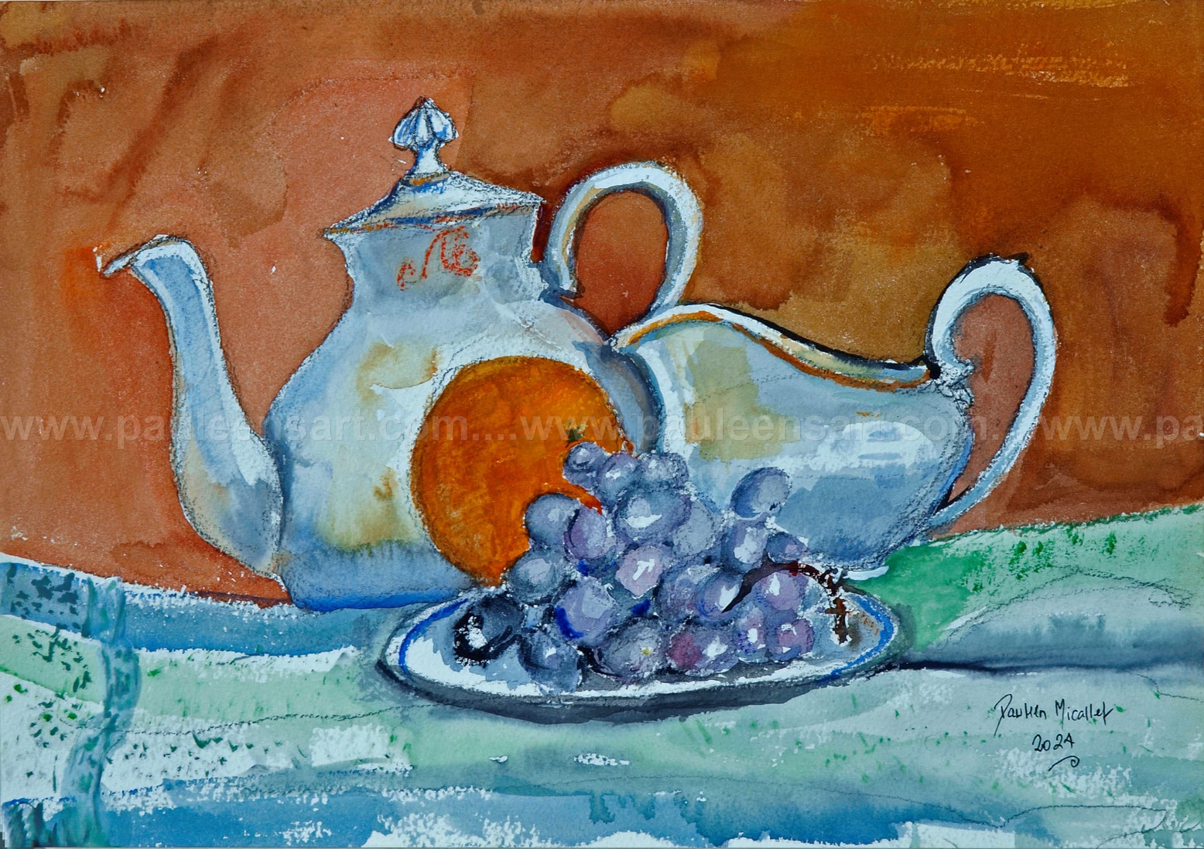 Teapot, Milk Jug & Grapes